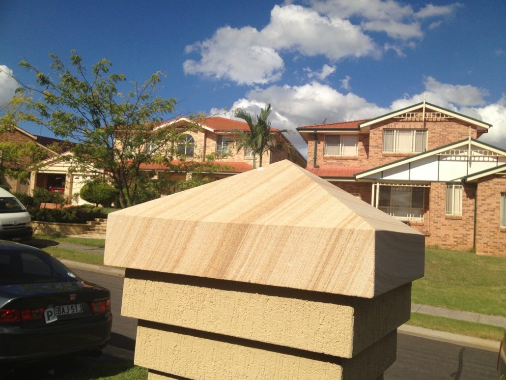 Sandstone pier with a pyramid cap